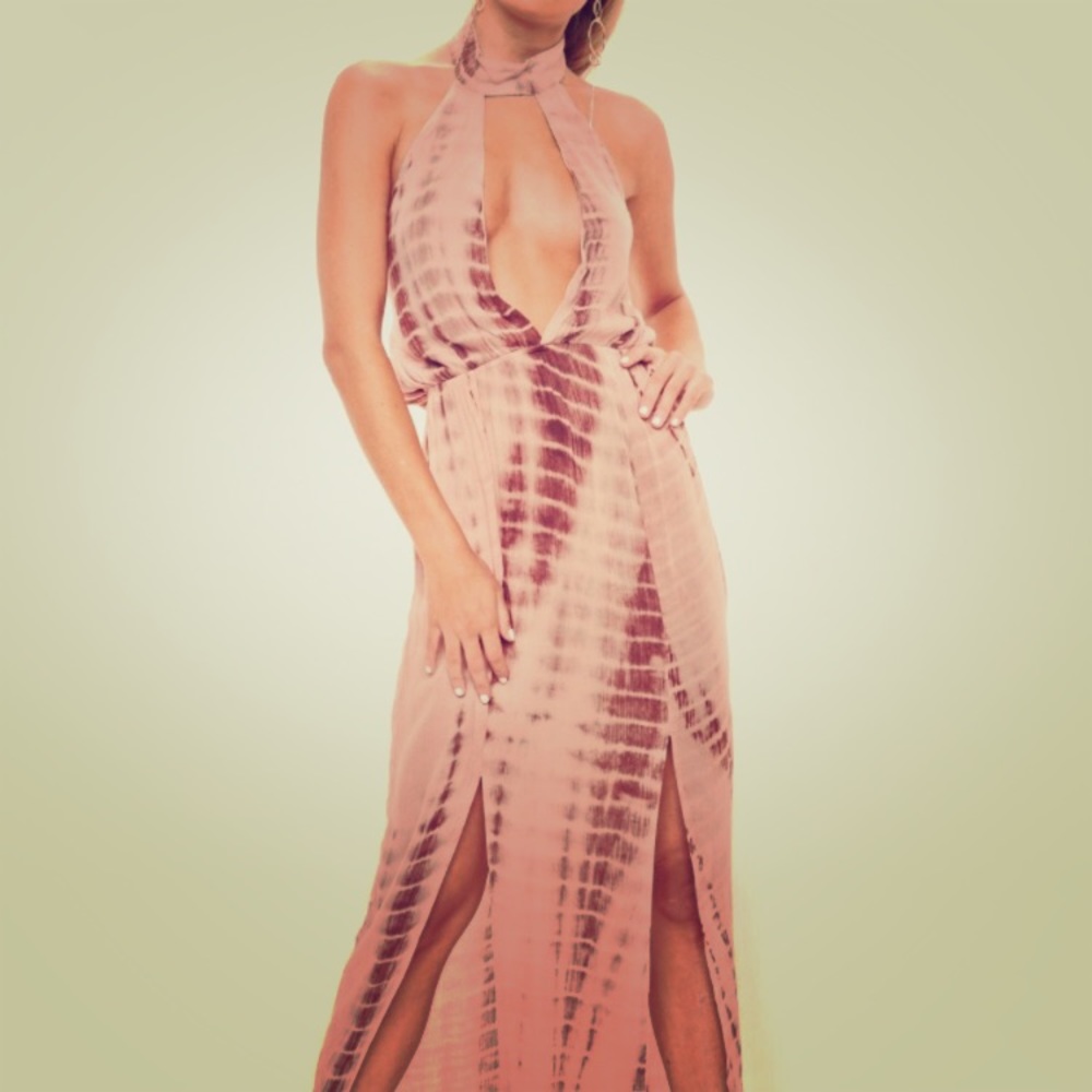 Misguided Tie-dyed Low neck dress